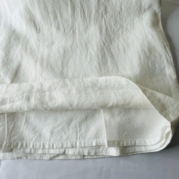 J McLaughlin Shift Dress Size M White Embroidered 100% Linen Pockets Knee Length - Picture 8 of 12